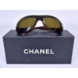 CHANEL; a pair of aviator style sunglasses with original case, box and Chanel card.Additional