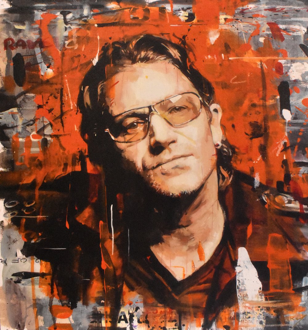 ZINSKY; signed limited edition print, 'Rock Star - Bono', no 7/95, signed lower right, 55 x 60cm, - Image 2 of 3