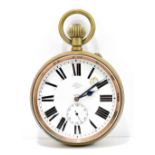 WEBSTER OF LONDON; a true Goliath nickel plated crown wind pocket watch with white enamel dial set