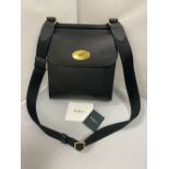 MULBERRY; a small New Antony Grain veg black leather cross body bag, height 24cm, width 22cm.