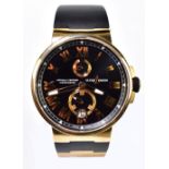 ULYSSE NARDIN; an 18ct rose gold marine chronometer, 1186-122, individually No.46, with fixed