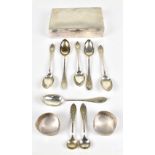 A set of six late Victorian hallmarked silver teaspoons with engraved detail to the handles, Atkin