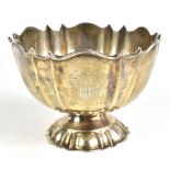 WILLIAM HUTTON & SONS; a Masonic interest George V hallmarked silver pedestal bowl, the panels