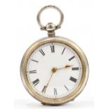 A lady's 935 silver key wind fob watch with white enamel dial set with Roman numerals, diameter