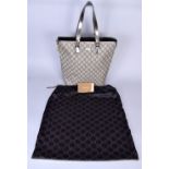 GUCCI; a beige and brown canvas and leather bag with GG Gucci monogrammed print code 189896, 30 x 25