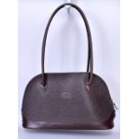 MULBERRY; a brown Scotch grain leather handbag with silver tone zip, no.317775, 40 x 23 x 9cm (