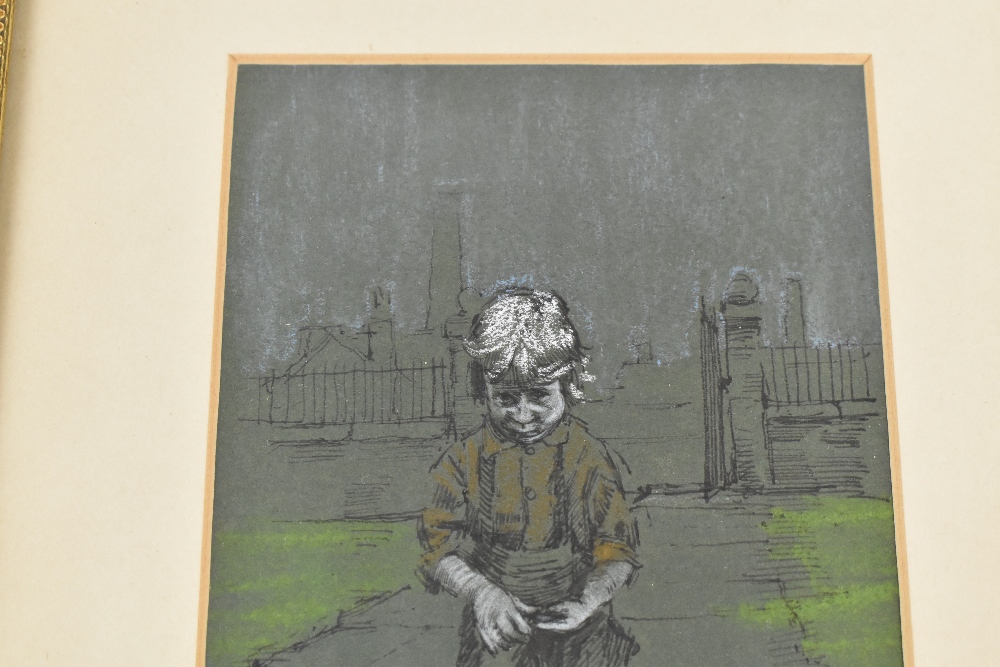 HAROLD RILEY DL DLitt FRCS DFA ATC (born 1934); mixed media, study of a young boy on a path, - Image 3 of 6