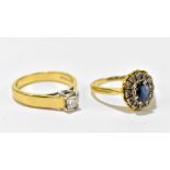 An 18ct yellow gold diamond solitaire ring, the square cut diamond weighing approx .33ct, size O,