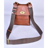 MULBERRY; an oak brown natural grain leather Anthony cross-body bag with adjustable canvas strap,