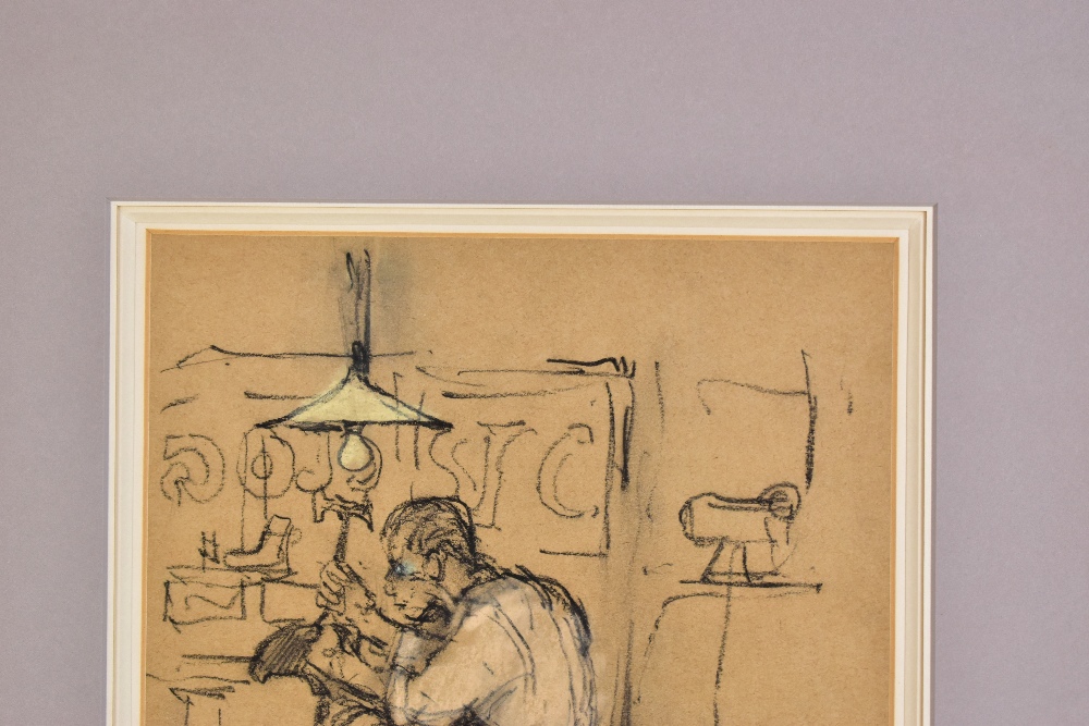 HAROLD RILEY DL, DLitt, FRCS, DFA, ATC (born 1934); crayon heightened with colour, The Cobbler, - Image 3 of 6