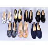 BRUNATE; six pairs of leather flat shoes, all size 36, and a Pierre Cardin Paris pair of black and