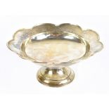 COOPER BROS & SONS LTD; a George V hallmarked silver pedestal bowl with planished border,