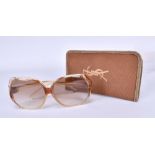 YVES SAINT LAURENT; a pair of vintage oversize sunglasses with original case. Additional