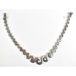 A Mexican 0.925 silver modernist choker wave motif necklace with stamped marks probably for Taxco,