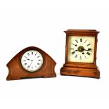 A late 19th/early 20th century German Winterhalder & Hofmeier walnut-cased alarm timepiece of