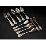 A hallmarked silver matched set of cutlery comprising pair of forks,