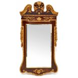 A Baroque-style mahogany and gilt-framed rectangular mirror with carved shell and swag motifs,