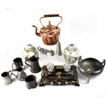 Various collectors items to include a 19th century mother of pearl inlaid black lacquered papier