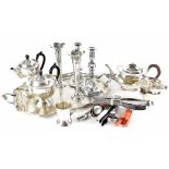 A quantity of plated ware to include Georgian-style tray with shell decorated twin handles,