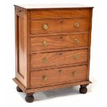 A good 19th century mahogany chest of small proportions, the top cross-banded with rosewood,