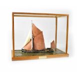 A box framed display of a scratch-built model, scale 1:16inch:1ft depicting the Spritsail Barge 'H.