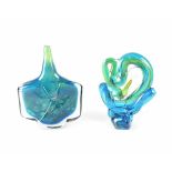Two pieces of Mdina art glass to include an 'Axe' vase, height 26cm and a 'Knot' sculpture,