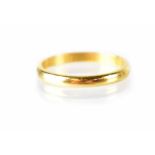 A 22ct gold band ring, size R, approx 3.6g.