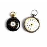 A Continental silver key wind pocket watch with fancy case and dial,