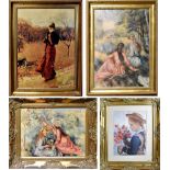 Four colour lithographs of Impressionist portraits of ladies, largest 67 x 49cm, framed (4).