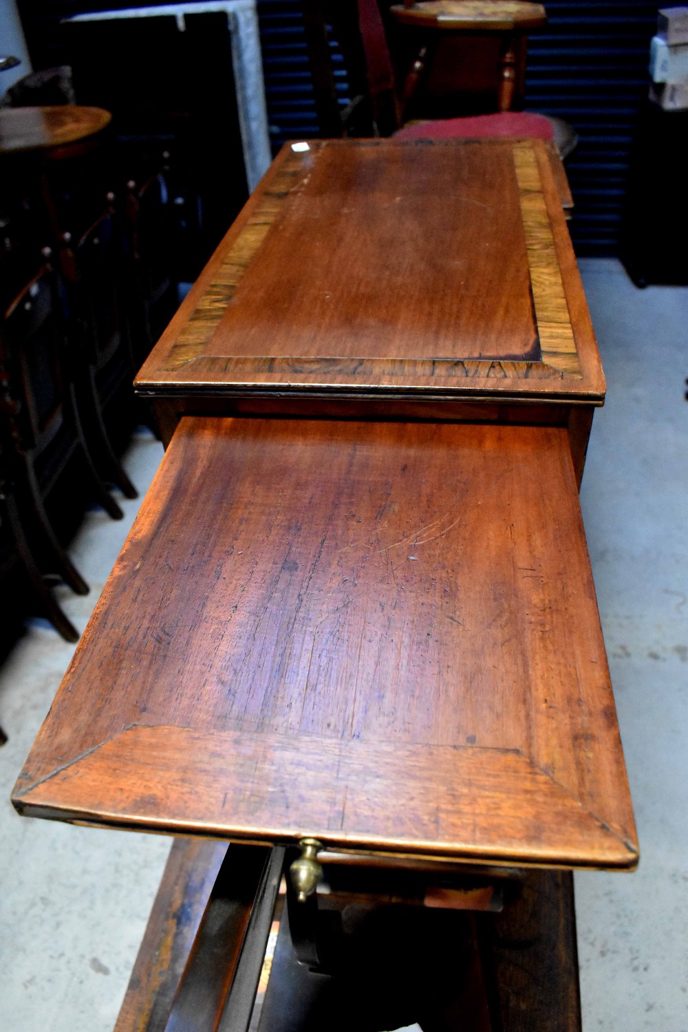 A good 19th century mahogany chest of small proportions, the top cross-banded with rosewood, - Image 5 of 6