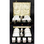 A cased Crown Staffordshire six-piece coffee service,