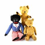 Two vintage Teddy bears c.1950s, one a Pedigree example and a Golly doll (3).