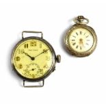 The Time; A large hallmarked silver trench watch, Glasgow import mark for 1917,