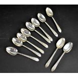 A set of ten Victorian hallmarked silver teaspoons, London 1886, combined approx 5.2ozt.