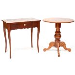A Georgian-style inlaid mahogany circular top tea table, on quadruped base, height 75cm,
