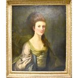 UNATTRIBUTED; oil on board, portrait of a young lady in period costume, 76 x 61cm, framed.