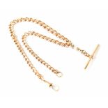 A late 19th/early 20th century 9ct rose gold Albert watch guard chain,