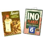 Two retro advertising shop signs to include an 'INO Flakes Wash Everything,