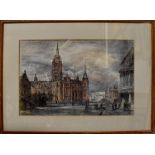 ALLAN P TANKARD (British, 20th century); pastel and white heightened pencil, Town Hall Liverpool,