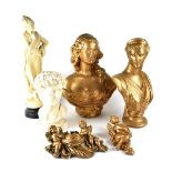 Three various reproduction plaster busts of Classical figures,