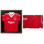 Kevin Keegan; a signed Liverpool FC home shirt, Adidas manufacture with Carlsberg branding,