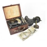 A wooden cased Weston Wattmeter numbered 17377 with instructions to inner side of lid,