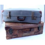 Two vintage travel cases to include a large leather case by 'JB Factory' with the name 'B Jones' to