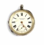 Alfred Miller, Brighton; a Continental silver key wind open face pocket watch, 53mm.