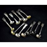 A collection of Georgian hallmarked silver cruet spoons and small ladles, various hallmarks,