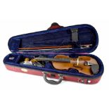 A cased Stentor Student II violin, length 30cm,