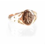 A 19th century small 9ct gold hallmarked signet ring, entwined monogram to the shield, size K,