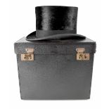 A black cased top hat, Tress & Co London, 'Made expressly for Geo. Hy.