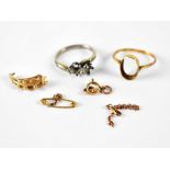 Various items of scrap gold to include an 18ct white gold shank, a 18ct yellow gold shank, etc.
