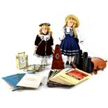 A mixed lot of collectibles to include a metronome, modern carriage clocks, modern bisque dolls,